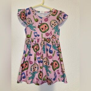 Cocomelon Toddler Girl Dress Size 2T Watermelon Pink Soft Cotton Flutter Sleeves